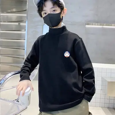 Boys German Velvet Turtleneck Black Winter Wear