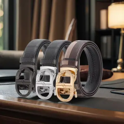 New Men's Automatic Buckle Belt with Logo