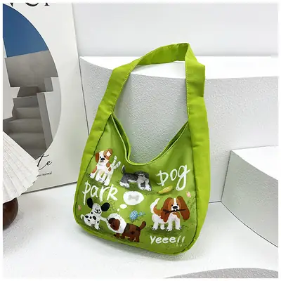 Schoolboy Puppy Canvas Shoulder Bag Large Capacity
