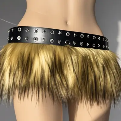 Mao Mao Tassel Belt Punk Black Gold Belt
