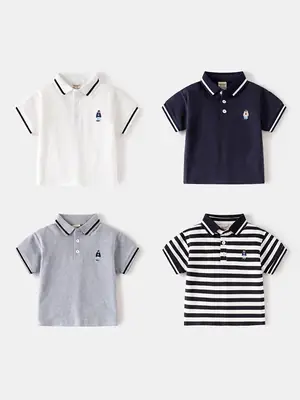 Boys Polo Shirt White Black 2026 Kids