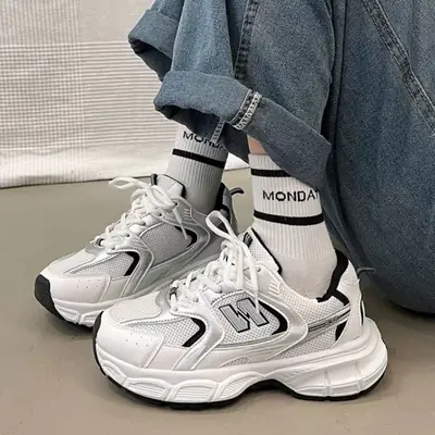White Thick-Strap Casual Sneakers for Kids & Teens