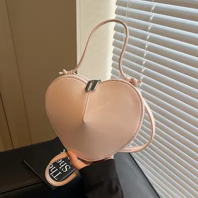 White Heart-Shaped Crossbody Bag for Women