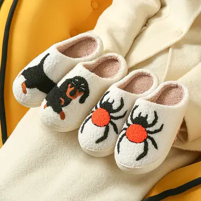 Wholesale Winter Mushroom Smiley Face Heart-Shaped Cotton Slippers for Women, Indoor Plush Warm Slippers, Thickened and Warm