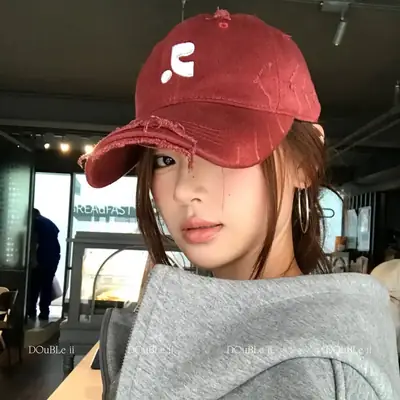 Double II Hooded Baseball Hat Brown Ripped