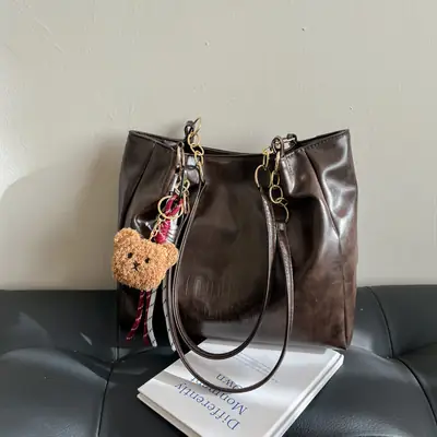 Black Cute Bear Tassel Shoulder Bag for Girls