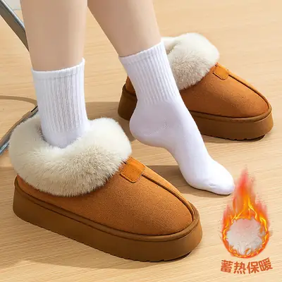 Winter Fleece Lined Women's Cotton Slippers