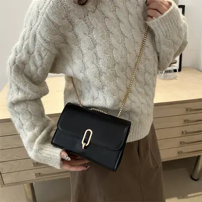 Women Korean Small Black Messenger Bag 2024 Winter