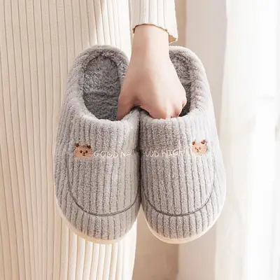 Winter Cotton Wool Slippers for Women Men Winter Indoor Warm