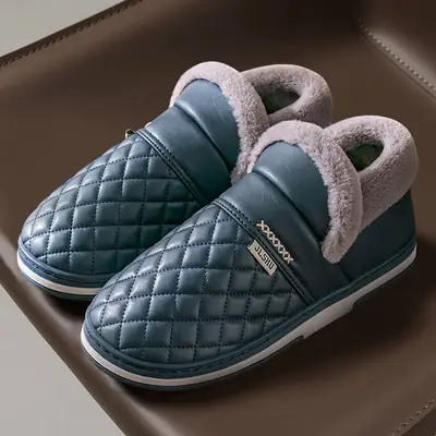 Pink Fleece Lined Winter Slippers for Men