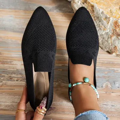 Women Pointed Toe Flat Loafers Blue Casual Wear