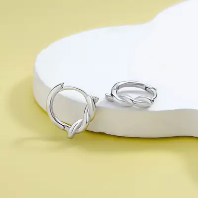 Silver High-end Rope Ear Buckle Earrings for Women