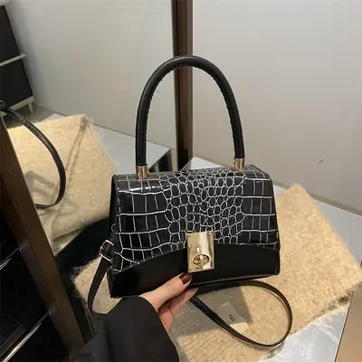 Small Red Crocodile Leather Shoulder Bag for Women