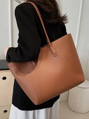 Women's Large Capacity Shoulder Tote Bag Beige 2026