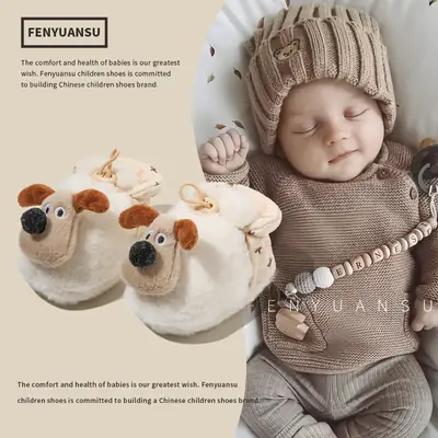 winter newborn baby shoes socks baby shoes June-December newborn shoes cotton shoes warm fleece-lined soft bottom