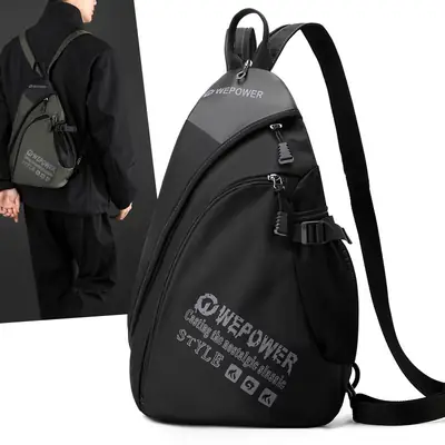 Men's Blue Multifunctional Shoulder Bag Large Capacity