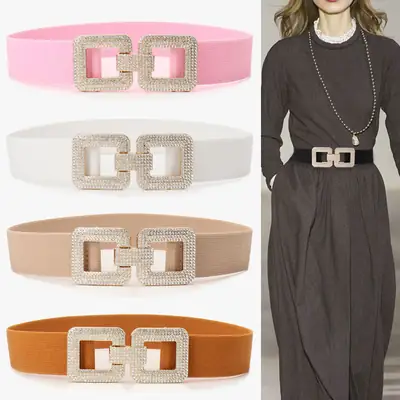 Diamond Encrusted Elastic Waist Belt for Women