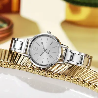Cross-Border Hot-Selling Fashion Steel Band Quartz Watch for Women, Student Dial Fashion Watch, Ladies' Watch, Wholesale in Stock