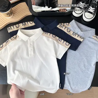 2025 Boys Navy Polo Short Sleeve Summer Wear