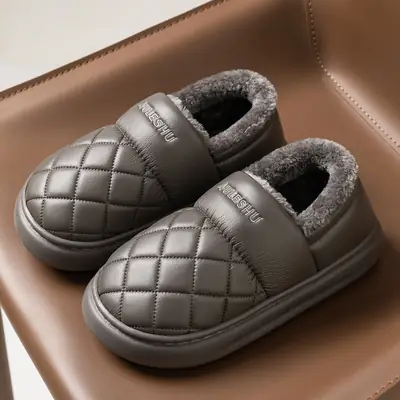 Men's Waterproof Quilted Slip-On Winter Shoes Pink