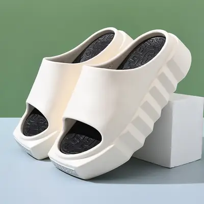 Women's Black High-Rise Slippers with Non-Slip Sole