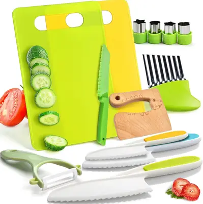 Kids Knife Set with Vegetable Slicer & Cutting Board
