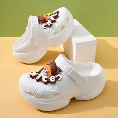 Thick-soled hole shoes women's summer high-rise non-slip breathable slippers for outdoor wear EVA wear-resistant non-smelly feet beach baotou mop