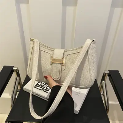 Brown Textured Retro Shoulder Bag for Women