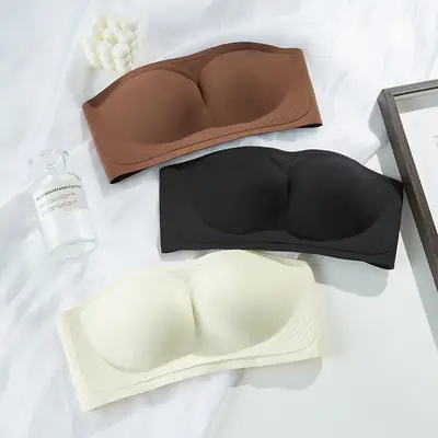 One-Piece Seamless Bra, Strapless, Non-Slip, Push-Up Bra for Women, Small Bust Enhancement, Side Breast Reduction Bra for Young Girls