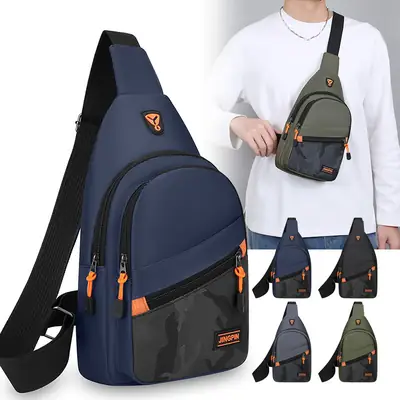 Korean College Men's Navy Blue Satchel Shoulder Bag
