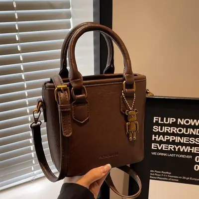 Women's Brown Leather Bucket Bag 2026 New