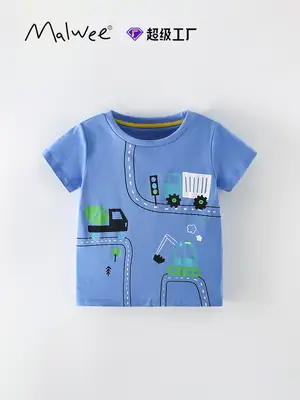 Malwee Boys Blue T-Shirt Summer Casual Round Neck