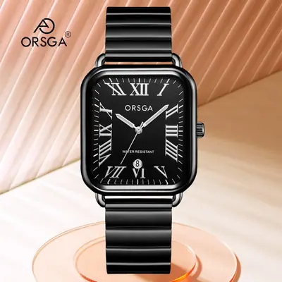ORSGA Black Square Women's Quartz Watch