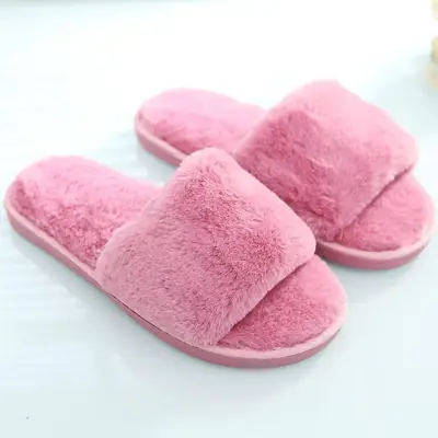 Autumn and winter new slippers warm one word home plus size Mao Mao open light parent-child cotton wholesale
