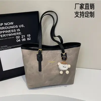 Vintage Beige Large Tote Bag for Women 2025