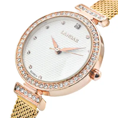 Lamar Gold Mesh Quartz Watch for Women