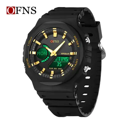 O'Fani Black Waterproof Crossbody Watch with Dual Display