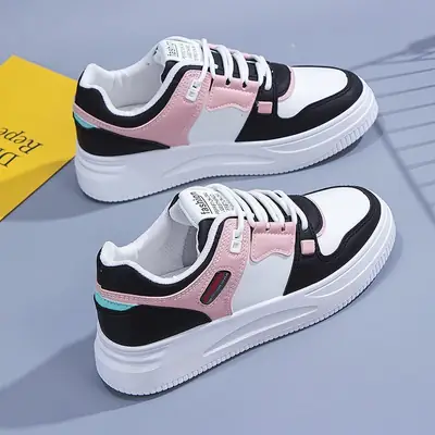 Women's White Platform Casual Shoes with Color Accents