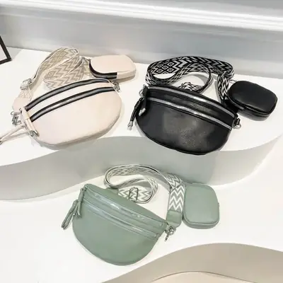 White 2024 Winter Shoulder Bag with Wide Strap