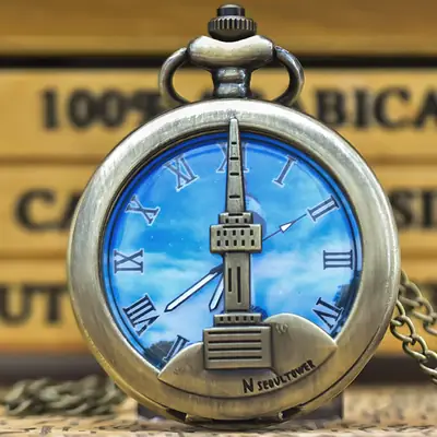 Eiffel Tower Design Pocket Watch for Men Women