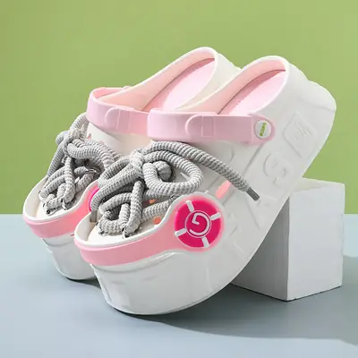 Cute Fashion Headset Hole Shoes Women's Slippers Summer Heap Shoes Personalized Outwear Girls Beach Shoes Sandals