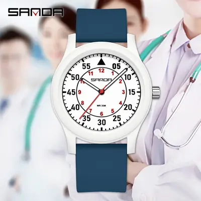 Sanda Waterproof Luminous Quartz Watch for Men Women 30mm Black