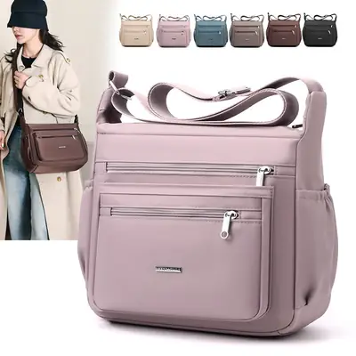 Women's Blue Messenger Bag 2024 Winter Large Capacity Nylon