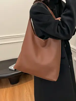 Brown Leather Shoulder Bag for Women Large Capacity 2024
