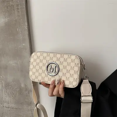 Women's Printed Crossbody Bag Retro Brown White 2025
