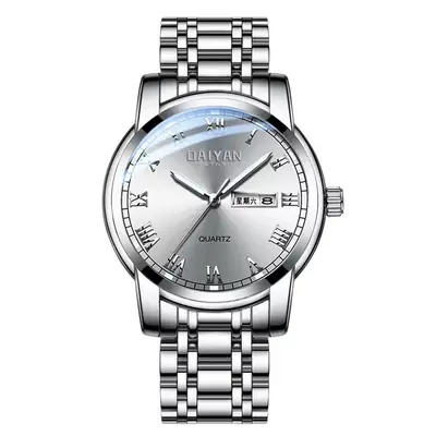 Stainless Steel Quartz Watch with Double Calendar