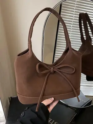 Pink Bow-Tie Tote Bag for Women Large Capacity