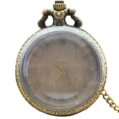 Foreign Trade Classic Ancient Egyptian Graphic Retro Male Female Pocket Watch Bronze Transparent Flip Roman Character Quartz Hanging Watch