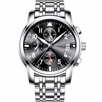 Daiyan Swiss Men's Quartz Watch Silver Stainless Steel Waterproof Sports Watch