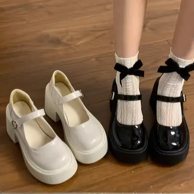 Women Thick Heeled Leather Mary Jane Shoes 2025